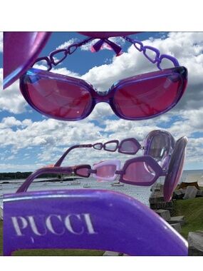 Emilio Pucci Purple Pink Gradient Chain-Link Sunglasses
